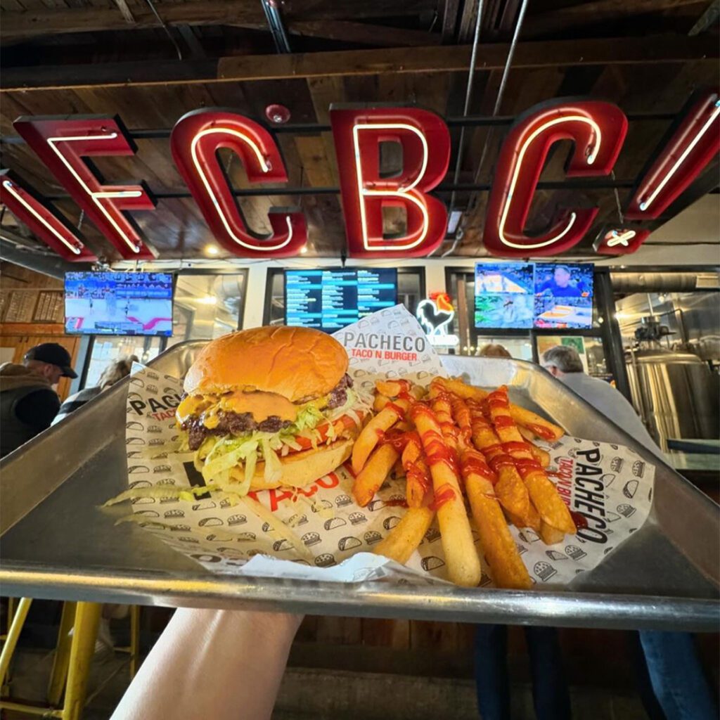 Enjoy a cold beer paired with delicious food from Pacheco Taco N Burger.