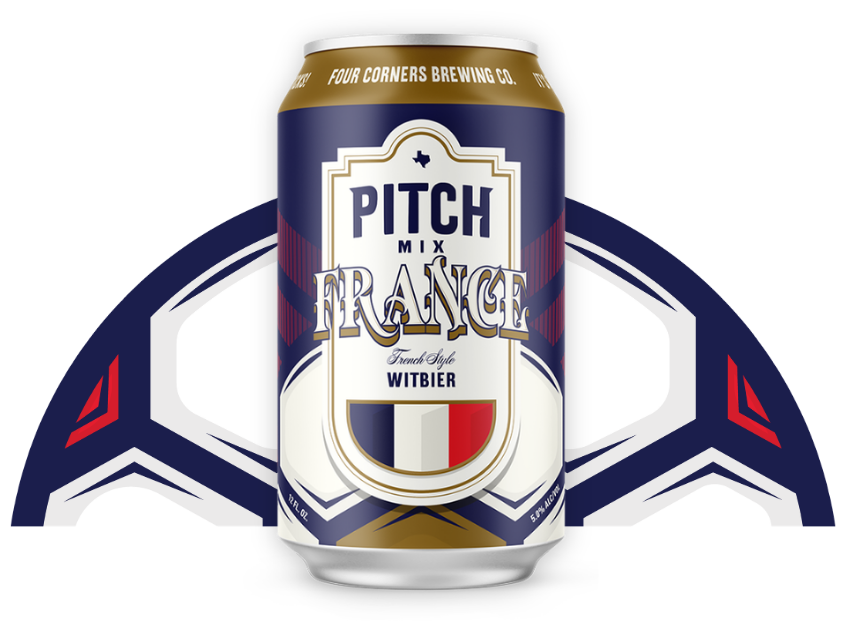 Four Corners Brewing Co. Pitch Mix French-style witbier can inspired by France for the World Cup beer variety pack