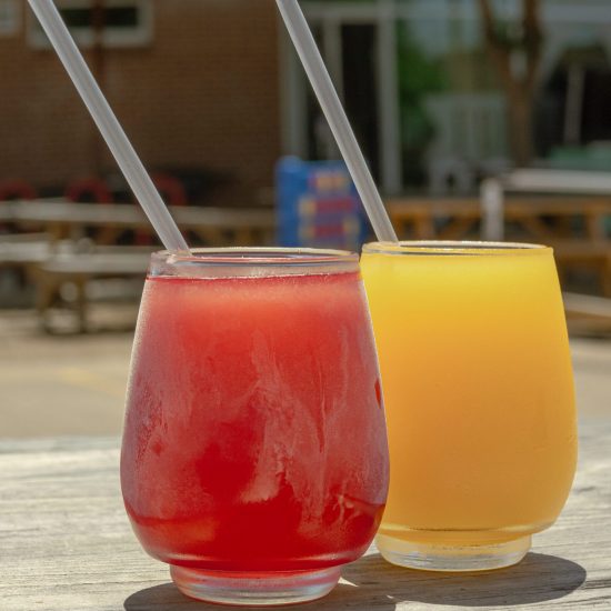 Frozen margarita at Four Corners Brewing in Dallas – refreshing beer alternative served icy cold on the patio