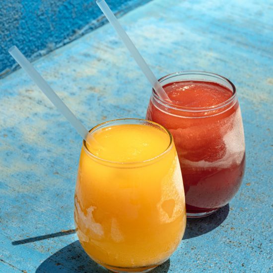 Colorful frozen cocktail at Four Corners Brewing Dallas taproom – rotating alcohol-infused drink menu